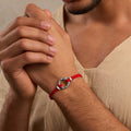 Endless Blessings Men's Silver Karma Circle Red String Bracelet