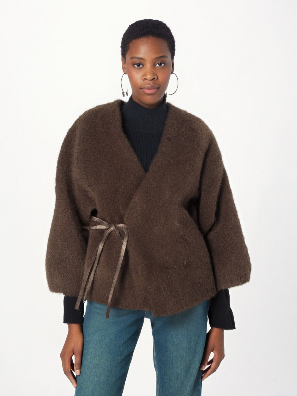 V-Neck Shearling Coat for Women, SoHo, BYMANYC New York.