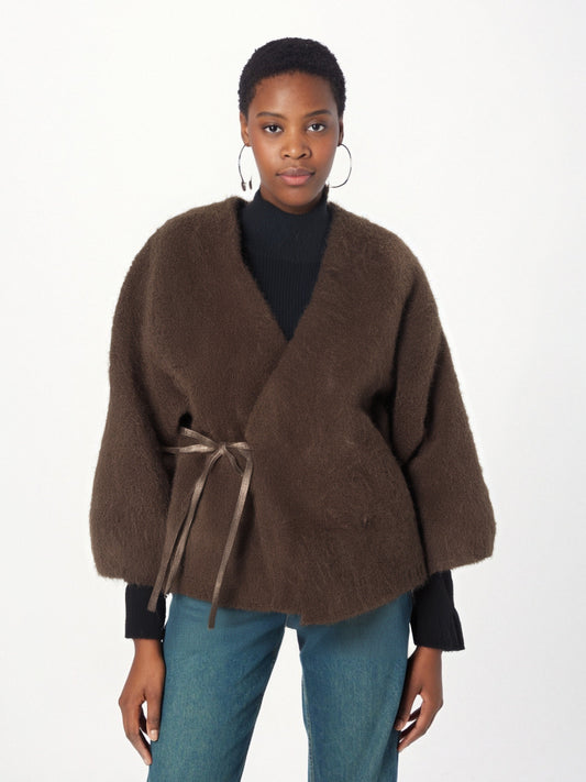 V-Neck Shearling Coat for Women, SoHo, BYMANYC New York.