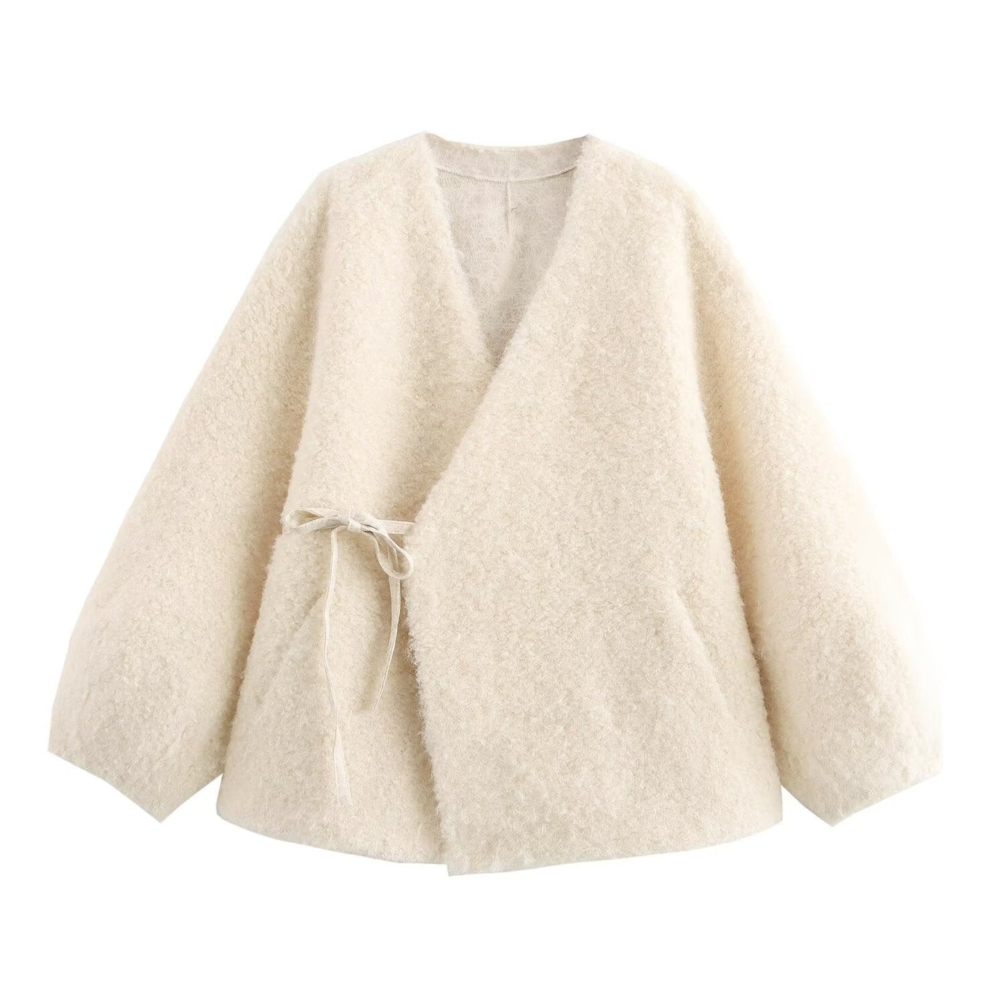 V-Neck Shearling Coat for Women, SoHo, BYMANYC New York.