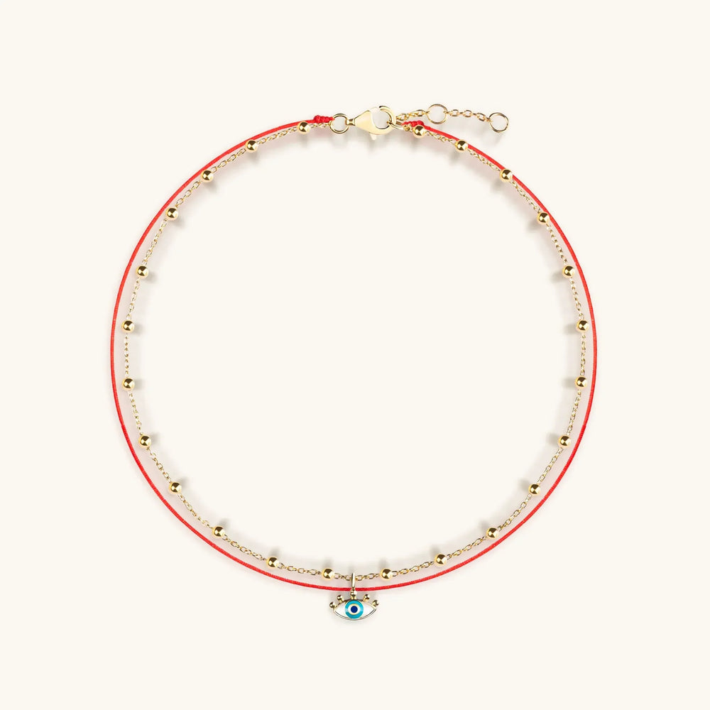 Watchful Gaze - Evil Eye Red String Anklet