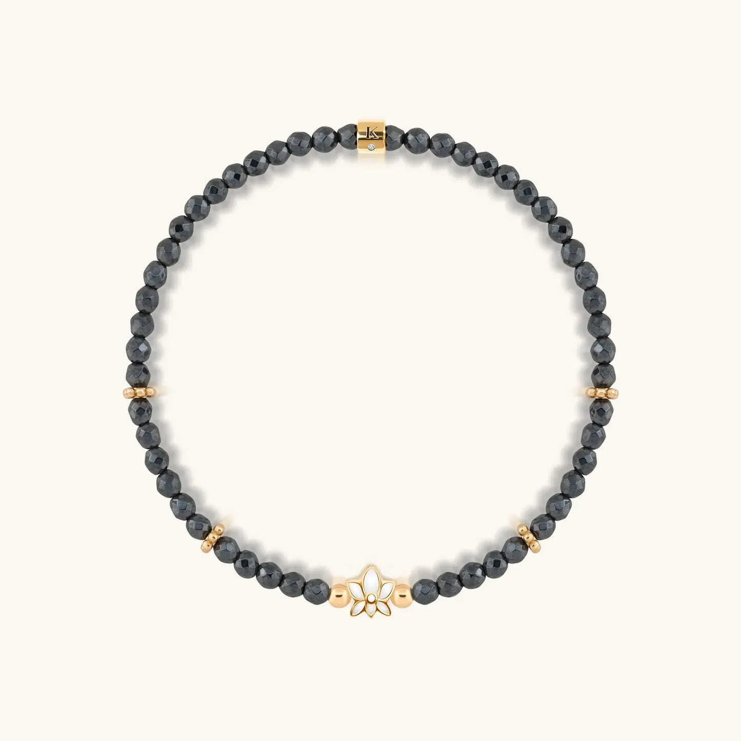 Graceful Resilience - Hematite Lotus Bracelet