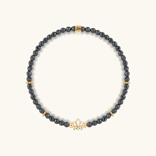 Graceful Resilience - Hematite Lotus Bracelet