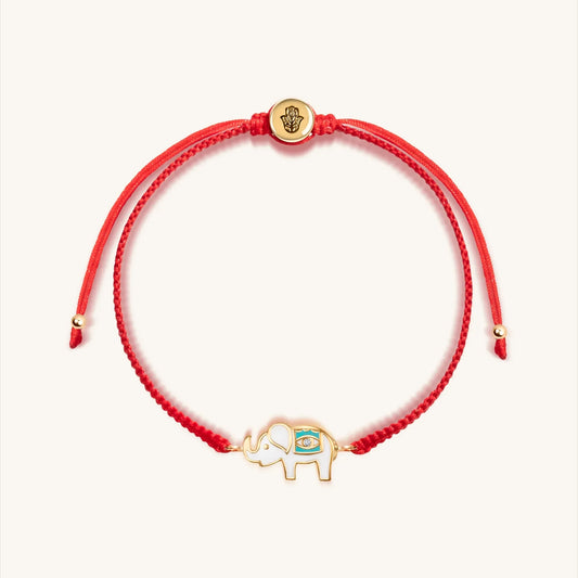 Spiritual Strength - Red String Elephant Charm Bracelet