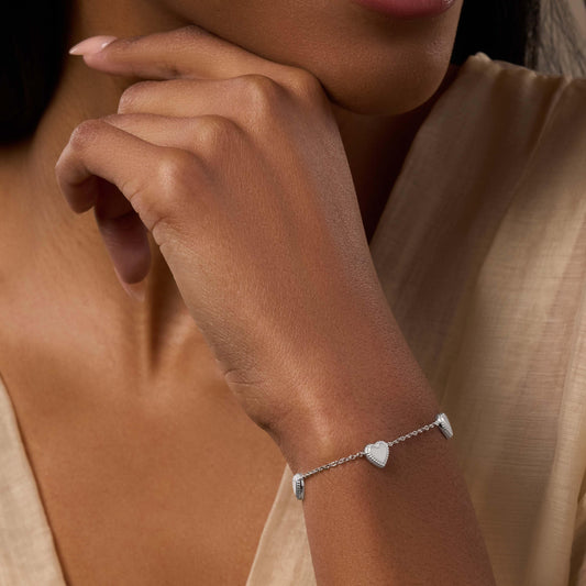 Joyful Connections Mother of Pearl Silver Heart Bracelet