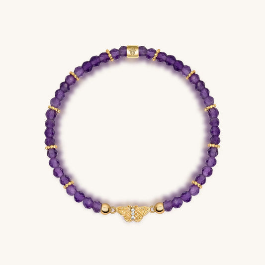 Spiritual Transformation - Amethyst Butterfly Charm Bracelet