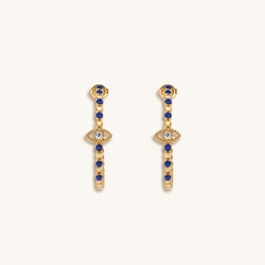 Truth Seeker - Evil Eye Lapis Hoop Earrings