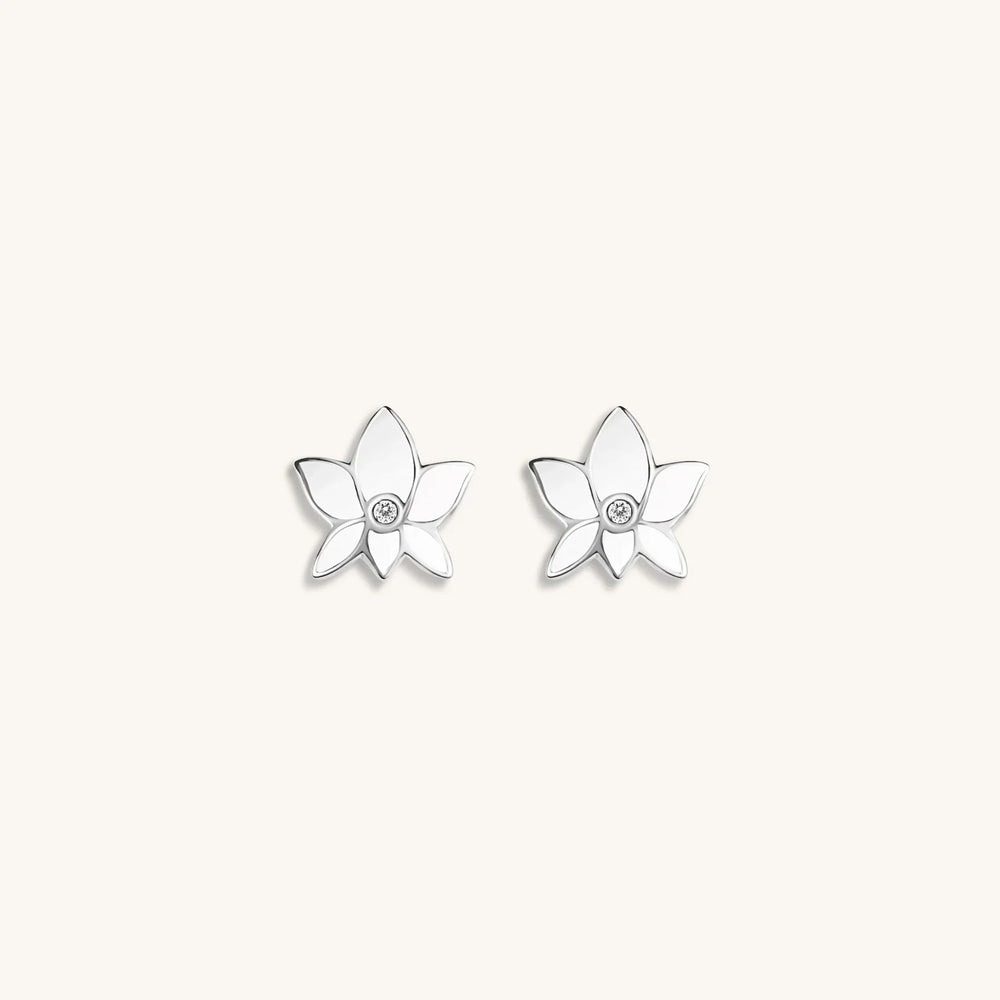 Enduring Peace Silver Lotus Stud Earrings