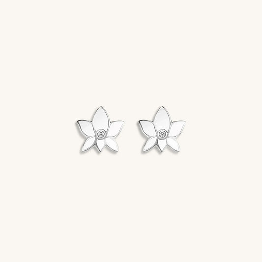Enduring Peace Silver Lotus Stud Earrings