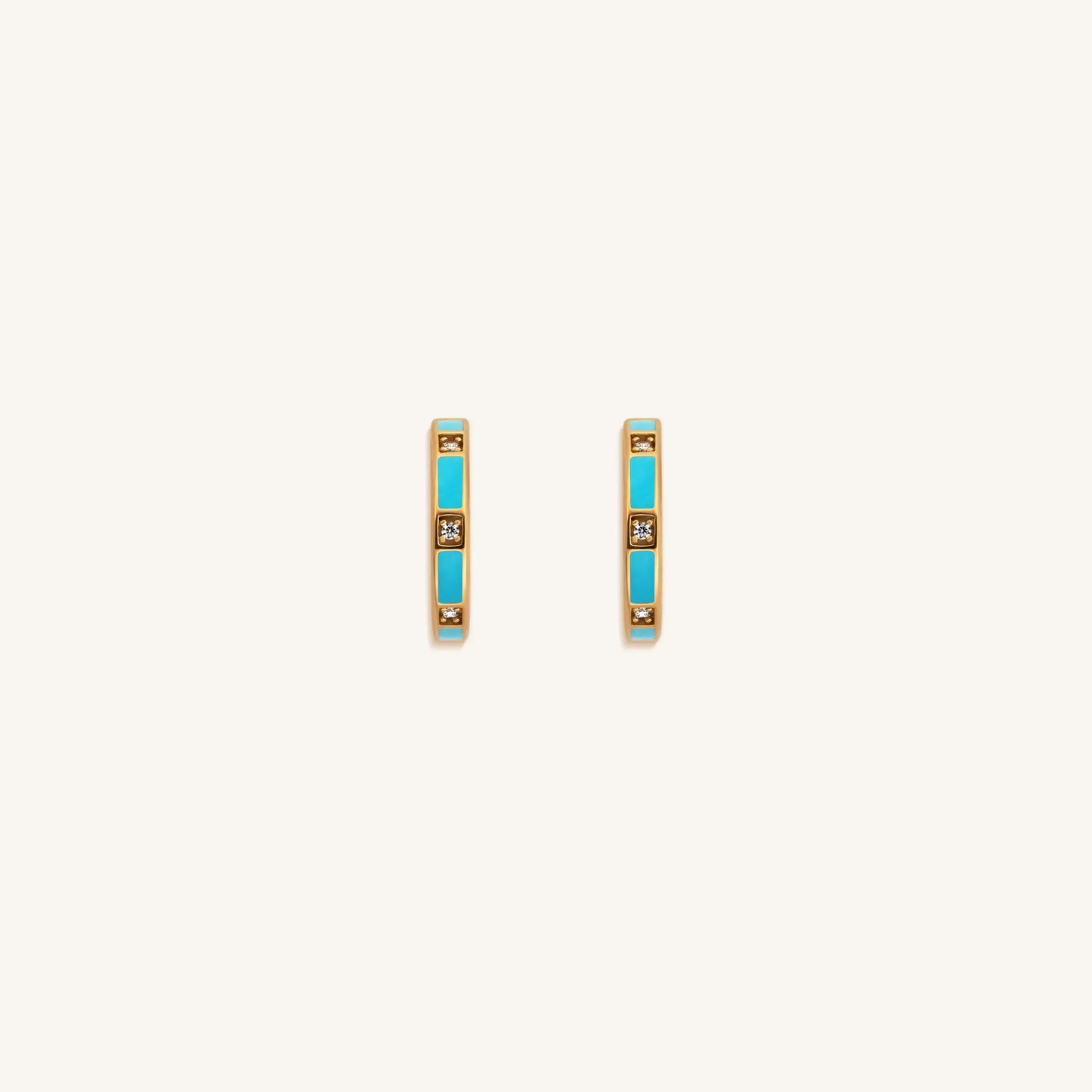 Serene Sensations Turquoise Gold Hoop Earrings