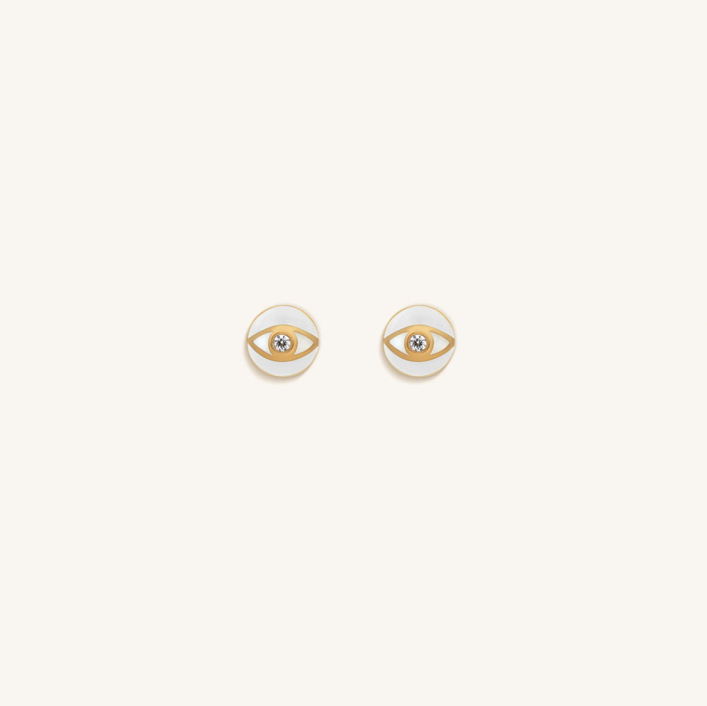 Bright Beginnings White Evil Eye Earrings