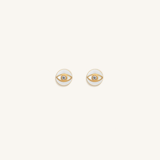 Bright Beginnings White Evil Eye Earrings