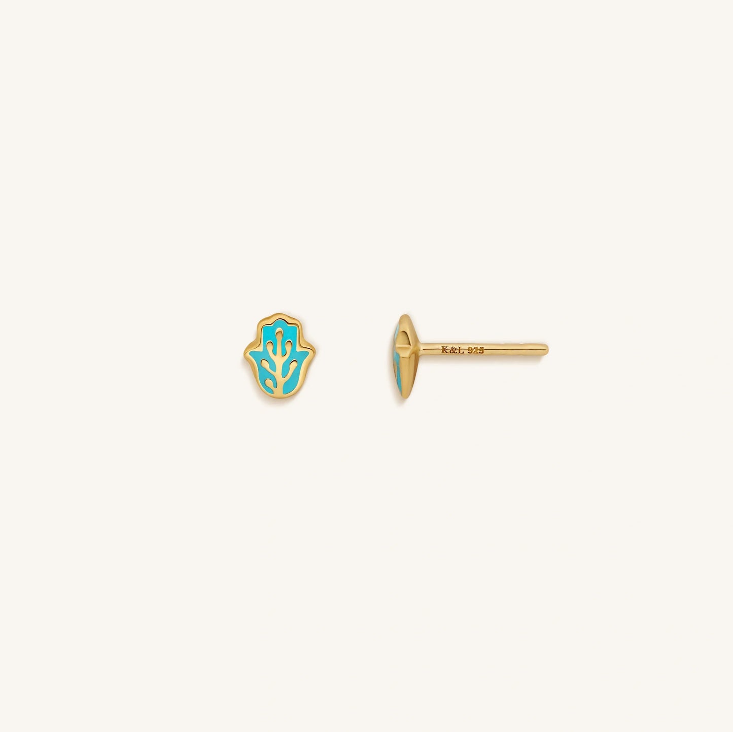 Graceful Strength Blue Hamsa Hand Earrings