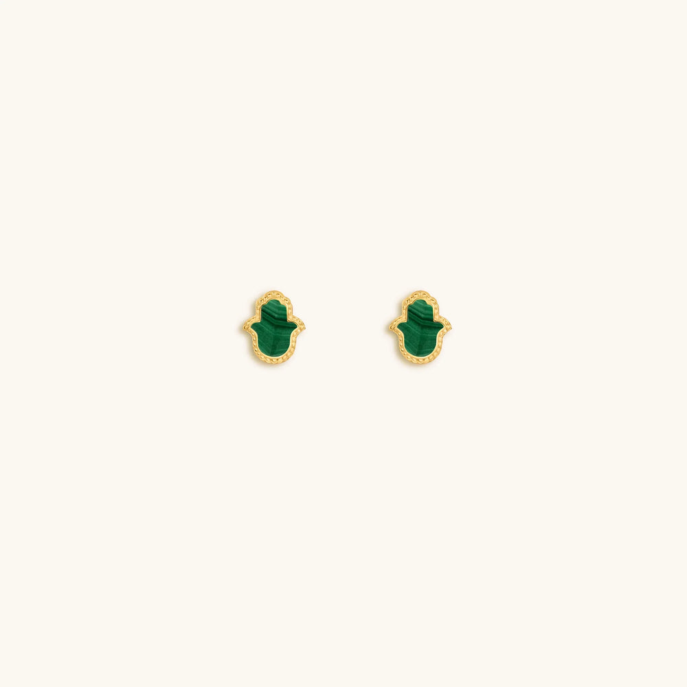 Humble Bliss Hamsa Malachite Earrings