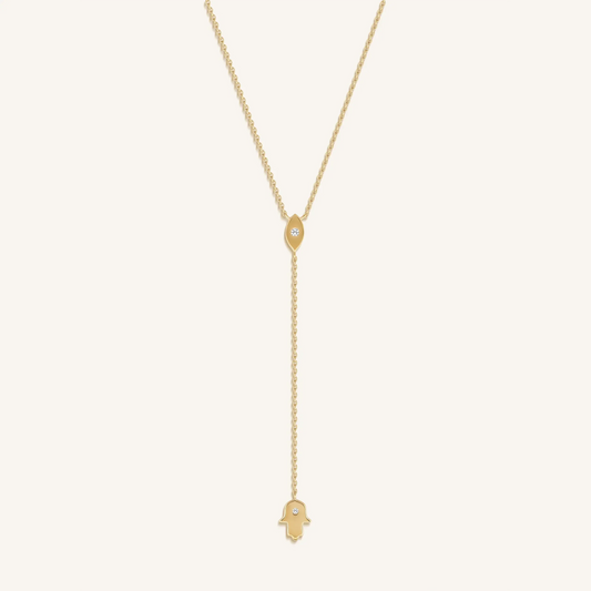 Gracious Guardian Gold Evil Eye & Hamsa Necklace