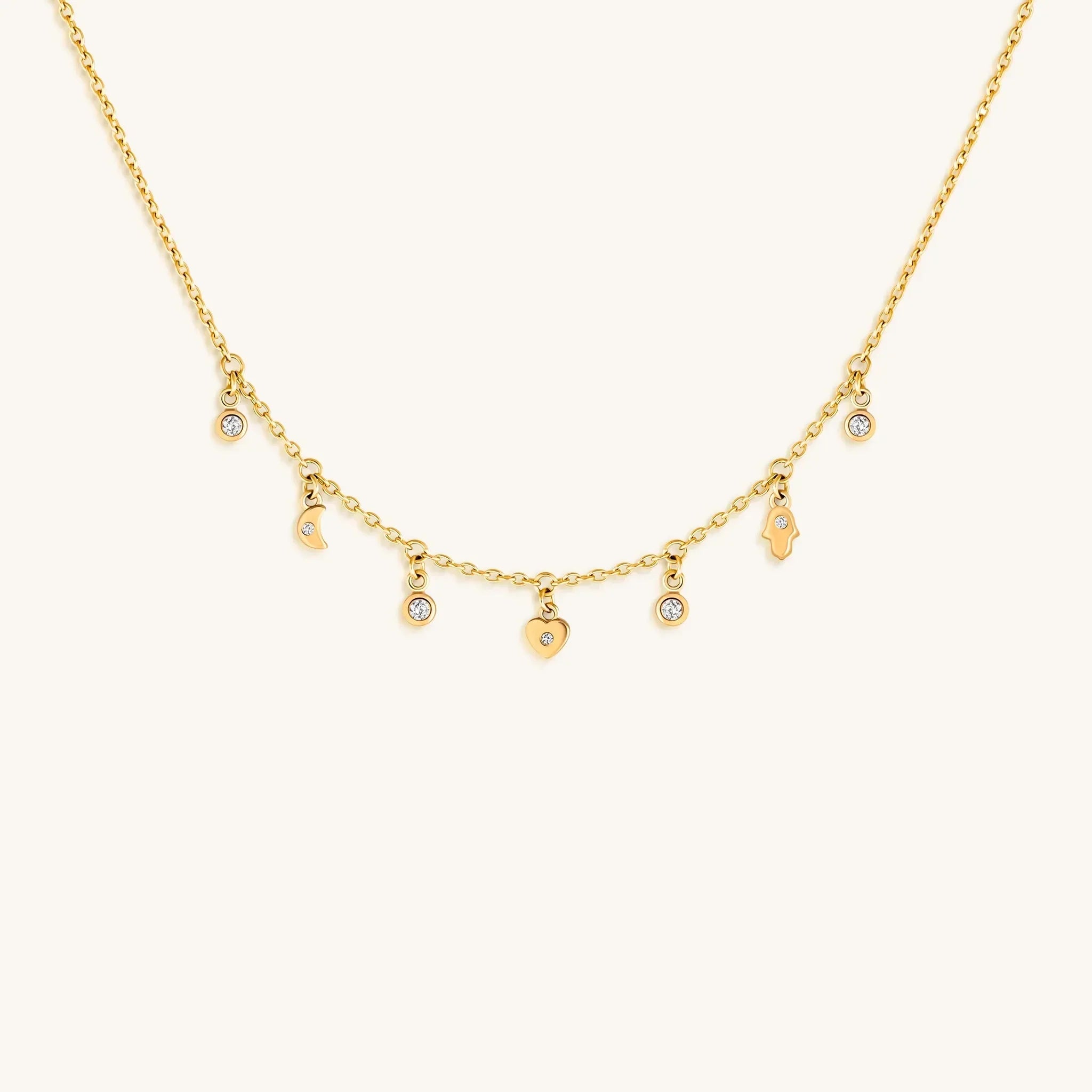 Graceful Abundance Gold Charm Necklace