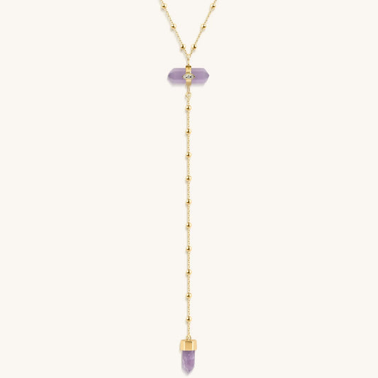 Divine Guidance - Amethyst Gold Evil Eye Necklace