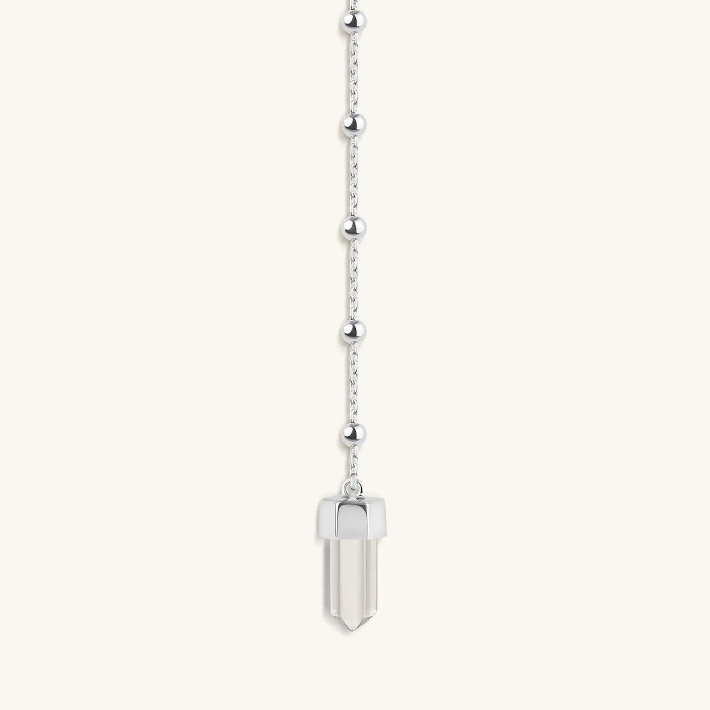 Clear Mind - Crystal Quartz Silver Evil Eye Necklace