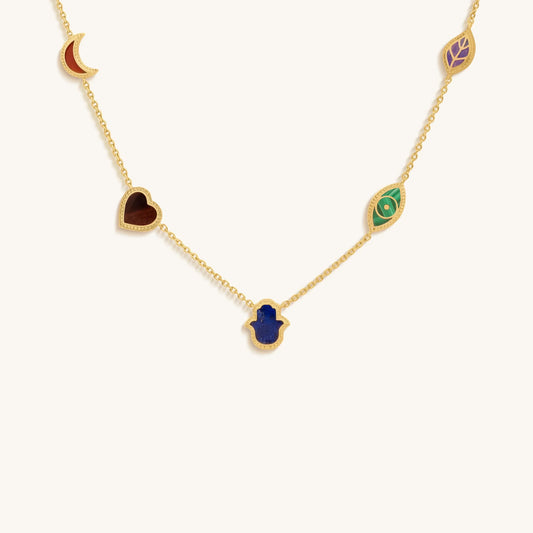 Sublime Beauty Multi-Symbol & Multi-Gemstone Necklace