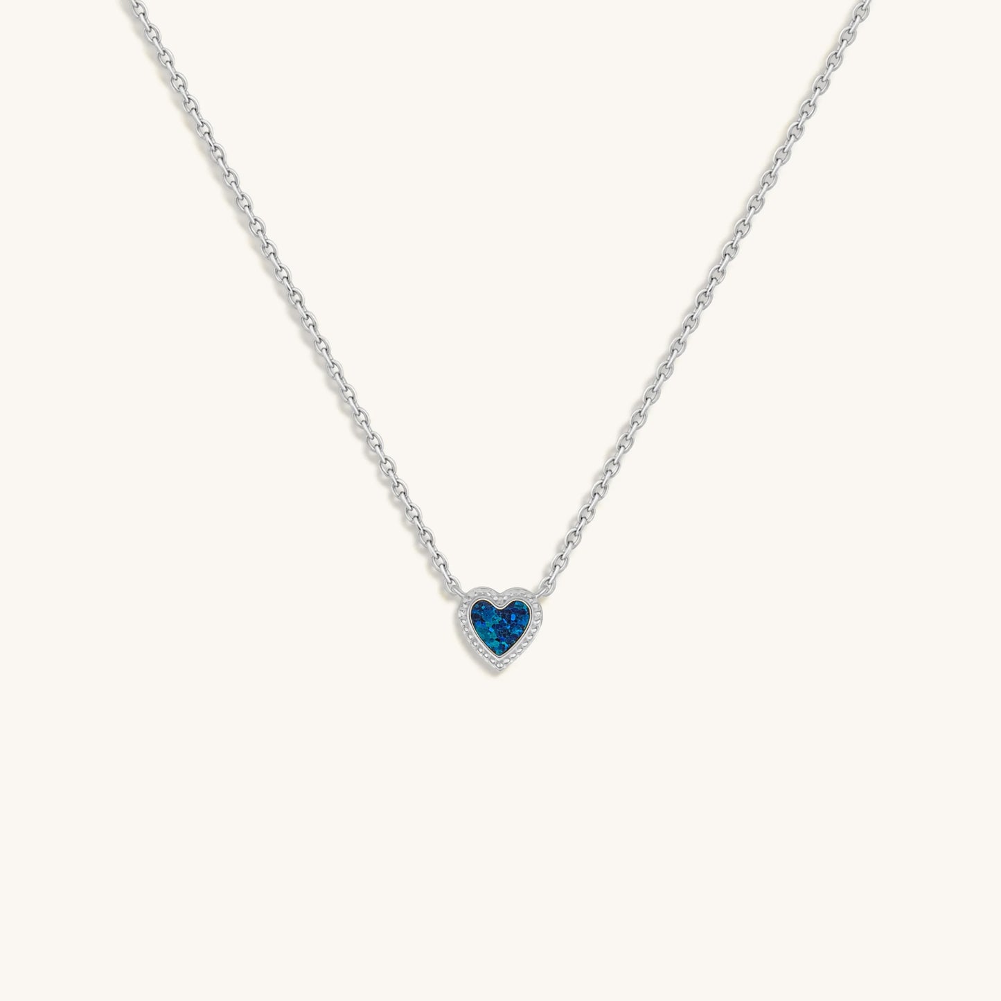 Calming Energy Lab Blue Opal Heart Silver Necklace