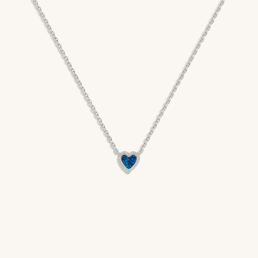 Calming Energy Lab Blue Opal Heart Silver Necklace