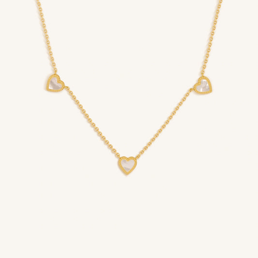 Abundant Solace Mother of Pearl Heart Gold Necklace