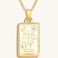 Charming Grace - White Enamel Libra Card Necklace