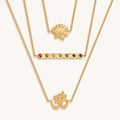 Aligned in Serenity - Lotus OM Chakra Bar Triple Layer Necklace