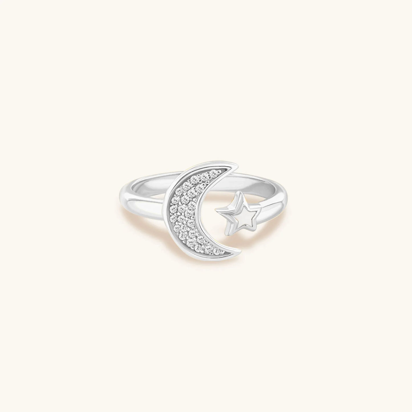 Cosmic Transformation Silver Moon & Star Ring