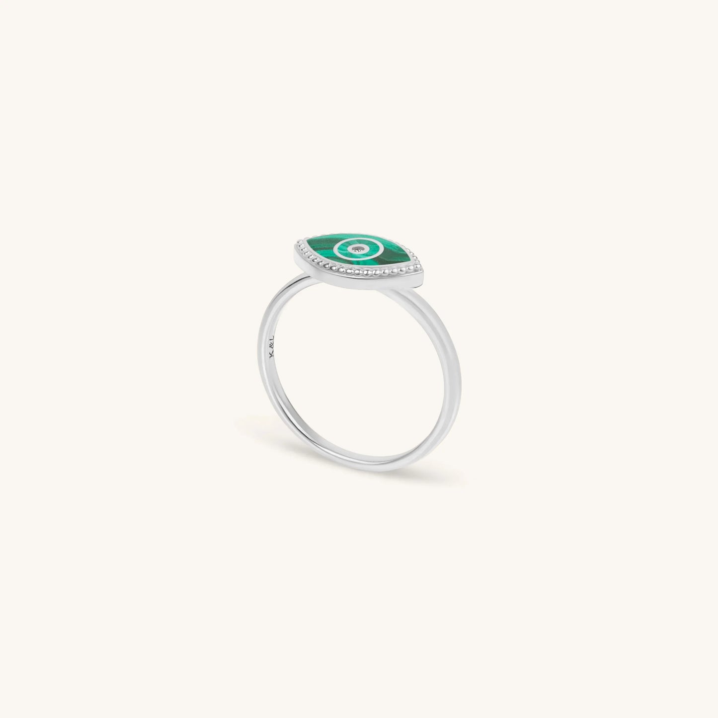 Clear Ambitions Malachite Evil Eye Ring