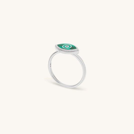 Clear Ambitions Malachite Evil Eye Ring
