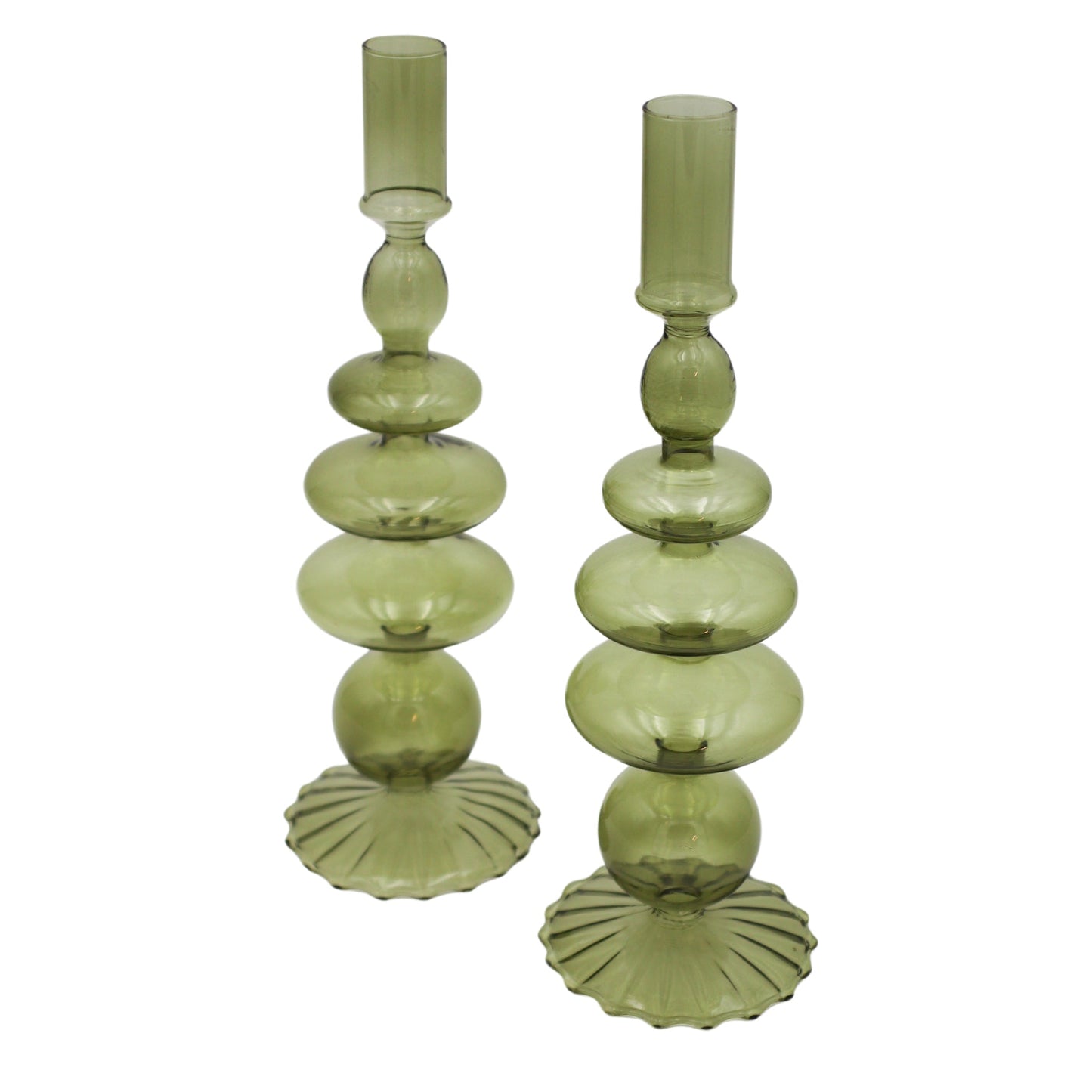 Willow Green Candle Holder - Pair