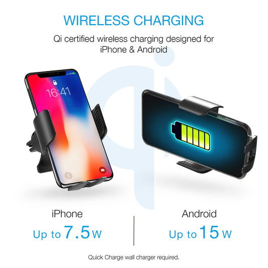 Rexing X5 Motorized Wireless 15W/7.5W Qi Charging Car Mount w/Auto Sensing Automatic Clamping