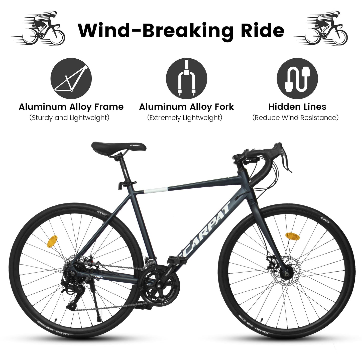 A28320R 700Cx28 Road Bike, Lightweight Aluminum Frame, Disc Brakes, 16-Speed, Fast Acceleration, Suitable for Men and Women, Ideal for High-Intensity Riding