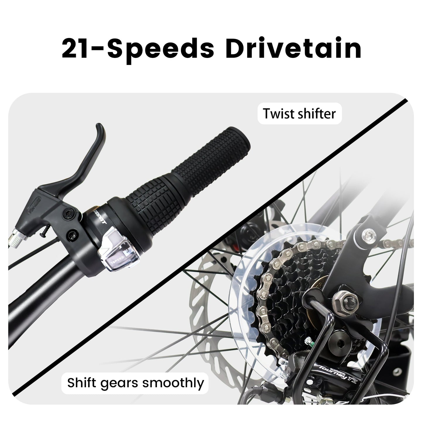 A2460 24 Inch Mountain Bike with Full Suspension, 21 Speed Grip Shifters, High Carbon Steel Frame, Mechanical Disc Brakes, Unisex for Men/Women/ Adults, Ideal for Trails.