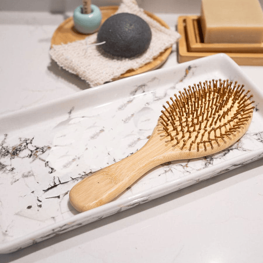 Bamboo Hair Brush with Bamboo Pins — Eco Detangling & Scalp Massage