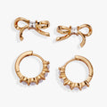 Bow Studs and Pearl Hoop Coquette Earring Set of 2