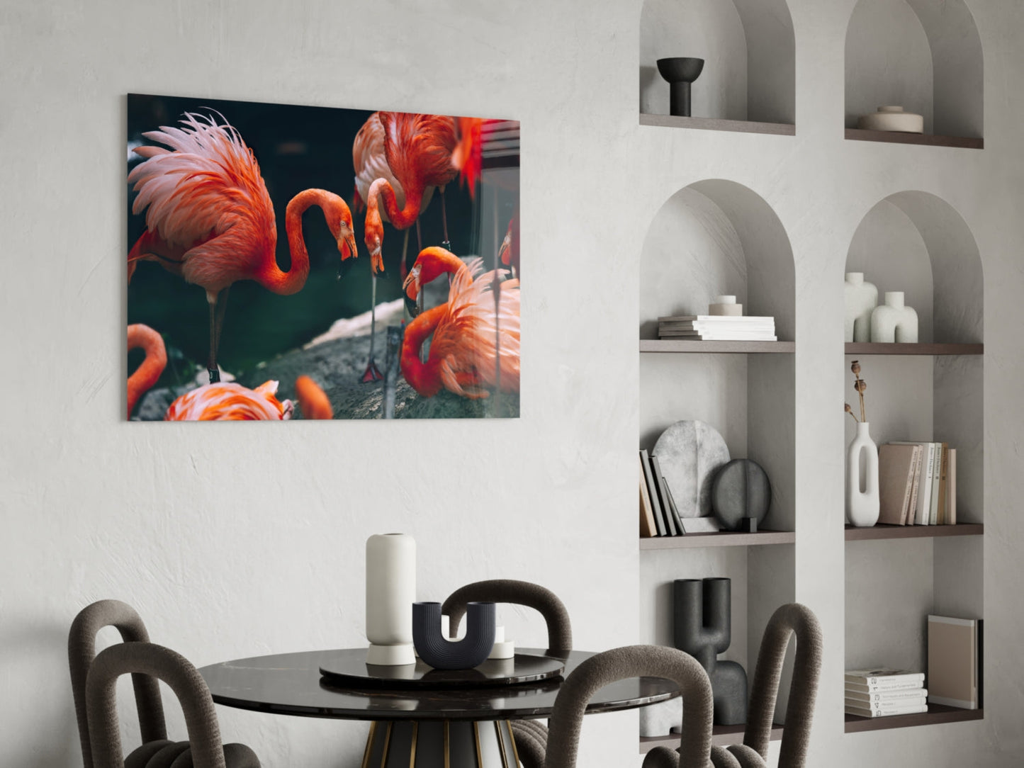 Flamingos Glass Wall Art