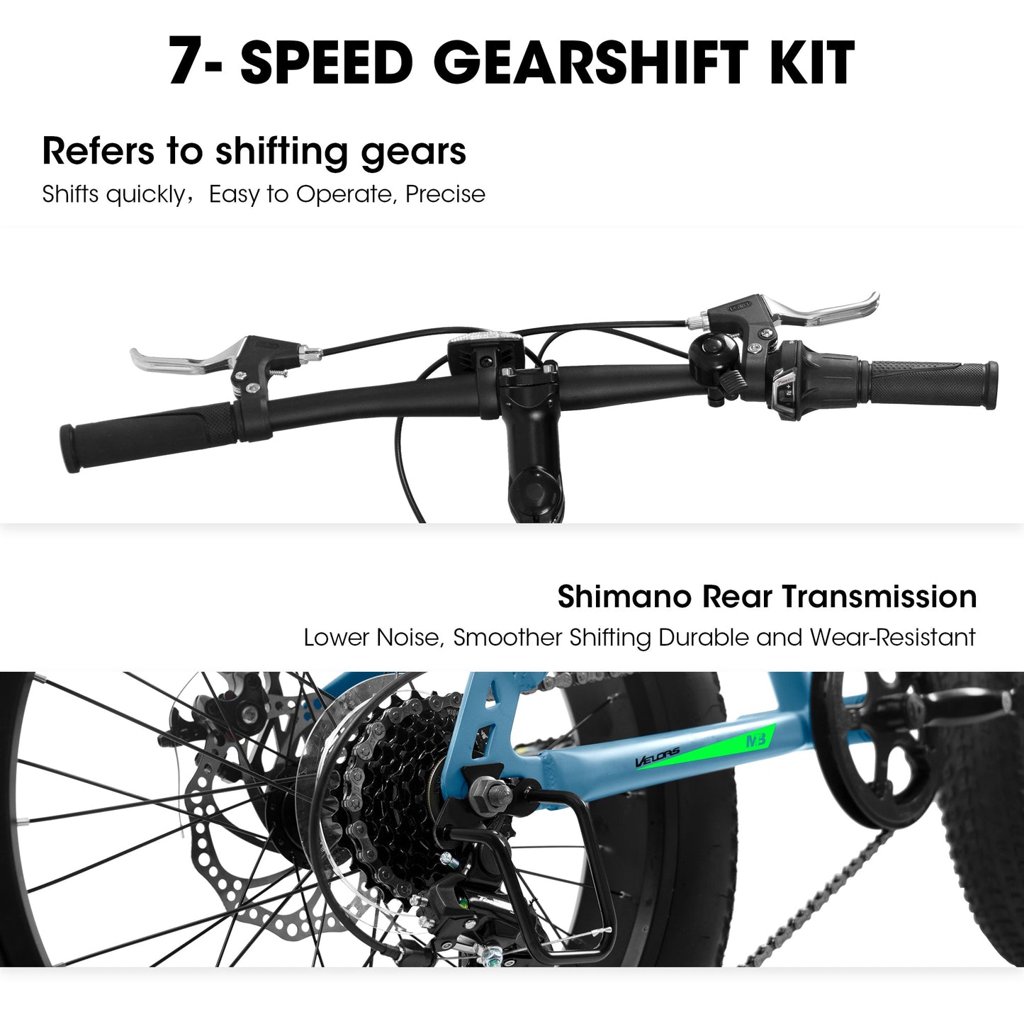 V20235 20 Inch Fat Tire Bike Adult 7 Speed Mountain Bike, Dual Disc Brakes, High Carbon Steel Frame, Front Suspension, Mountain Buggy, City Commuter City Bike, Fat Tire Bike