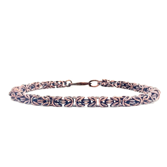 Delicate Byzantine Chainmaille Bracelet in Oxidized Copper