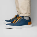 65-229-NVY Diaz Rubberized Calfskin Sneaker Navy