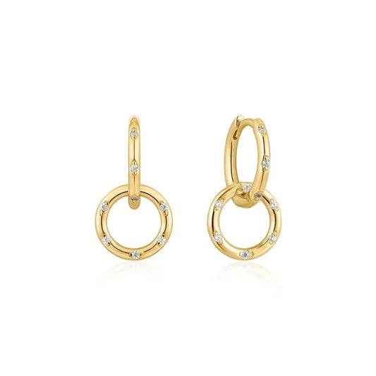 CZ Huggie Hoops With Circle Drop