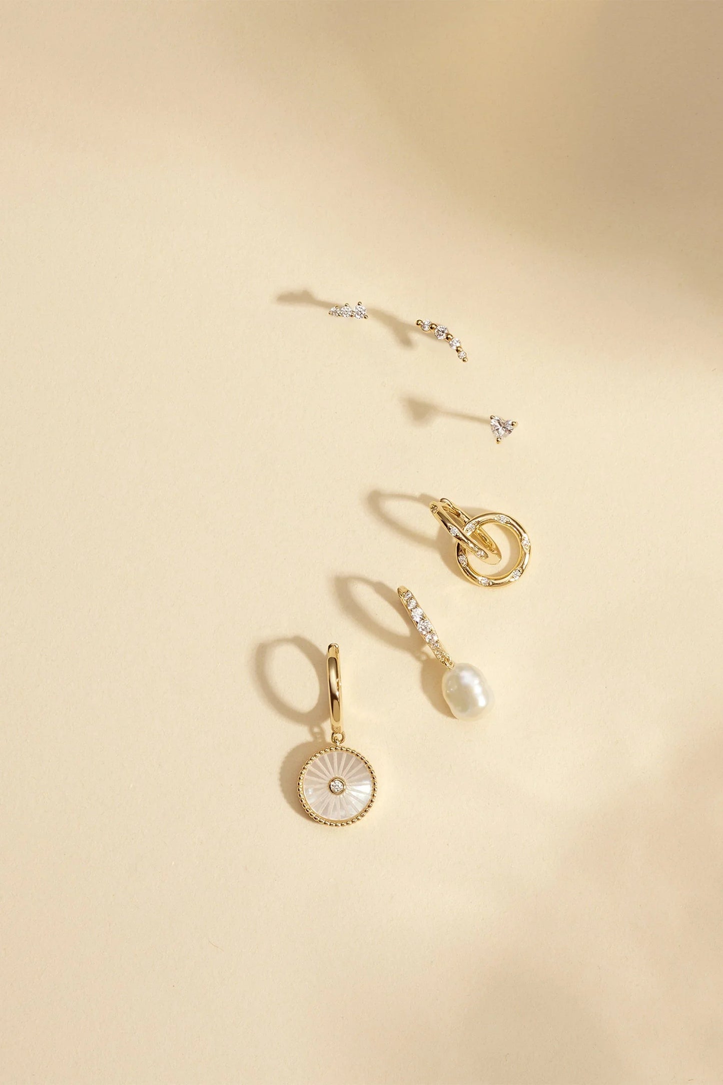 CZ Huggie Hoops With Pearl Drop