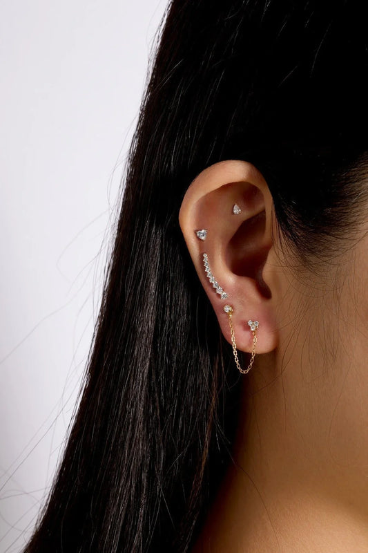 Heart CZ Stud Earrings