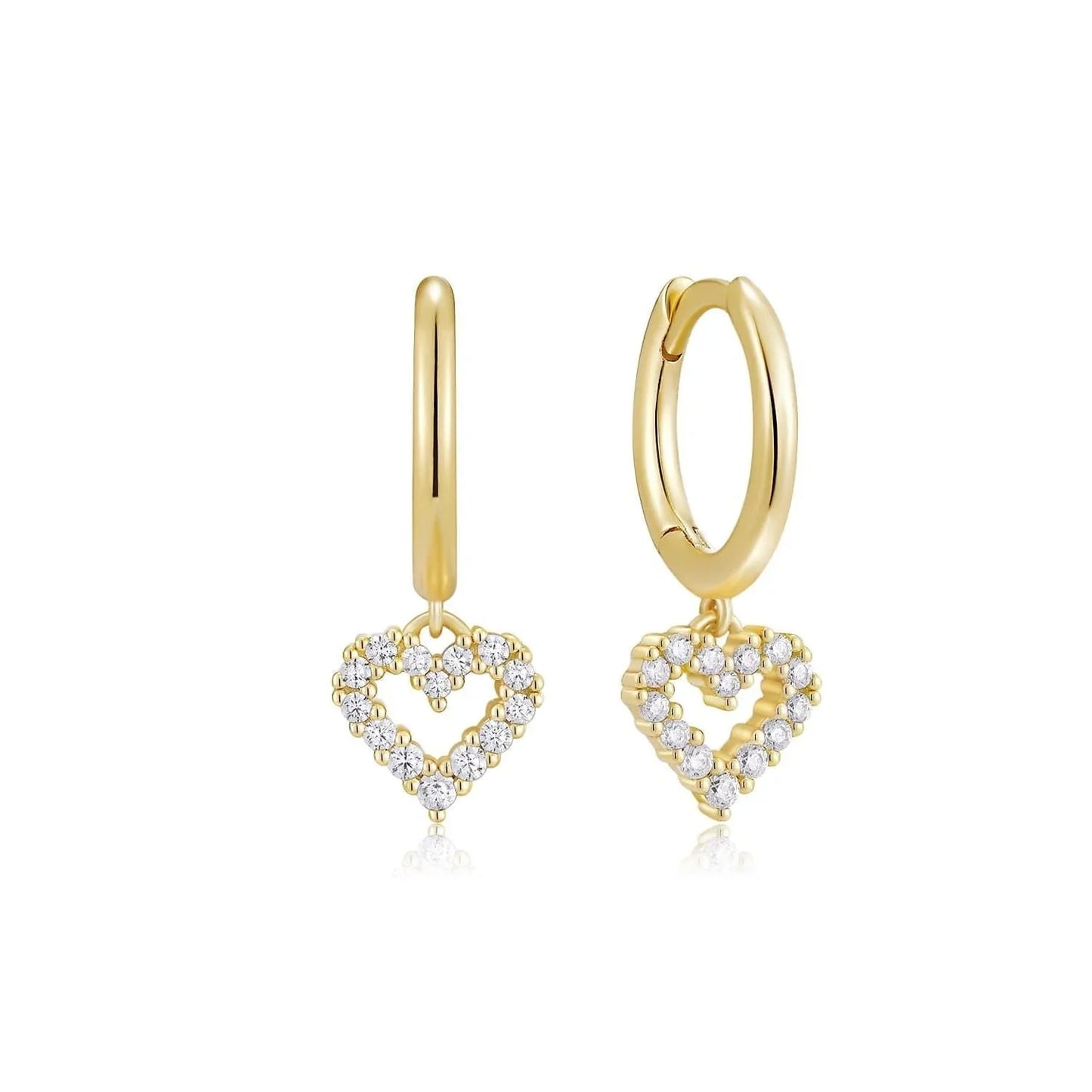 Huggie Hoop With Micro CZ Heart Drop