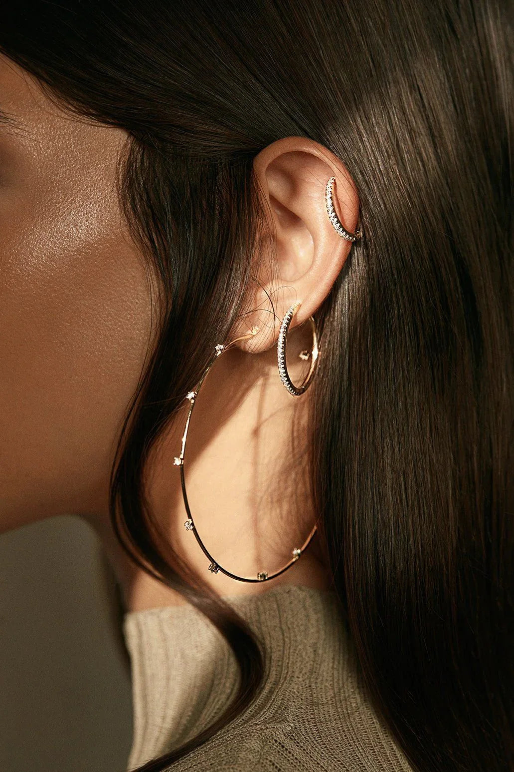 Medium CZ Huggie Hoop Earrings