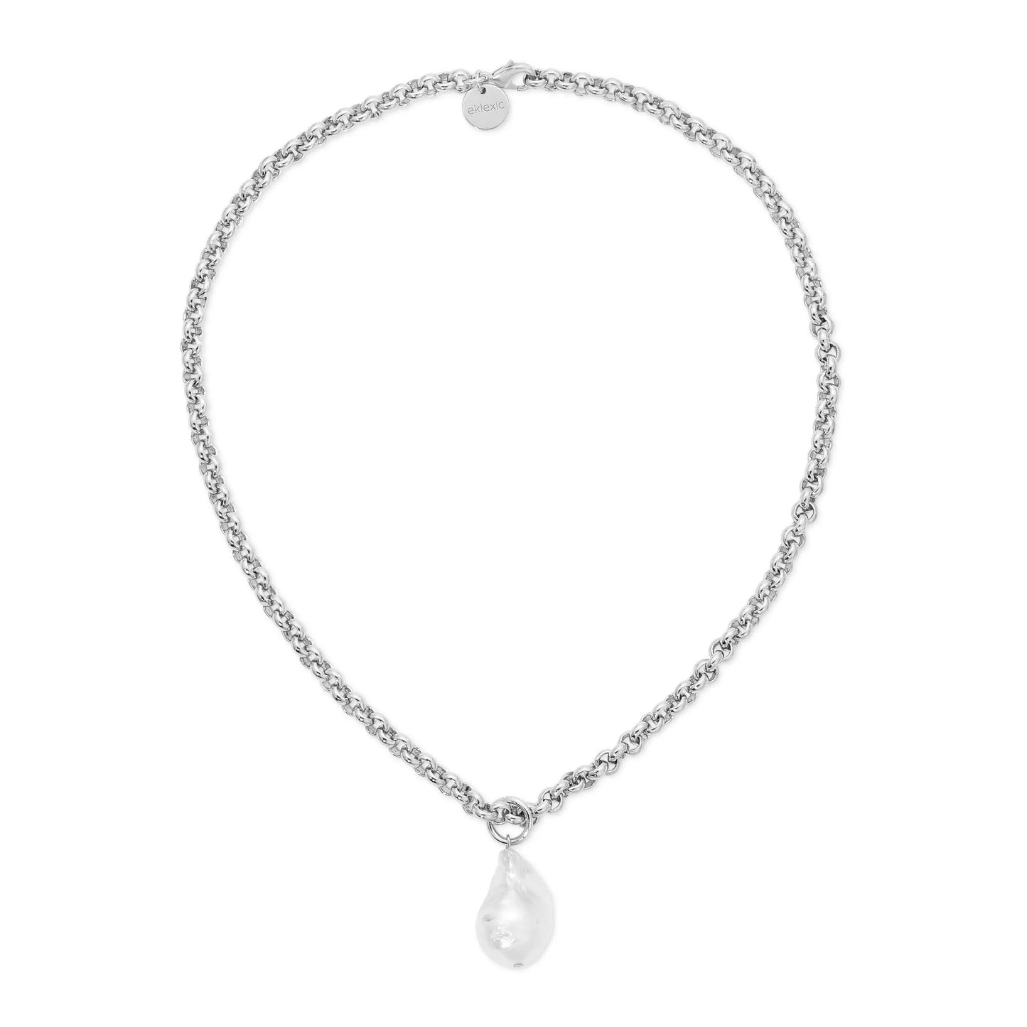 Micro Royal Chain With Xl Baroque Pearl Pendant Necklace