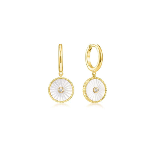 Mini Huggie Hoops With Mop & CZ Drop Earrings