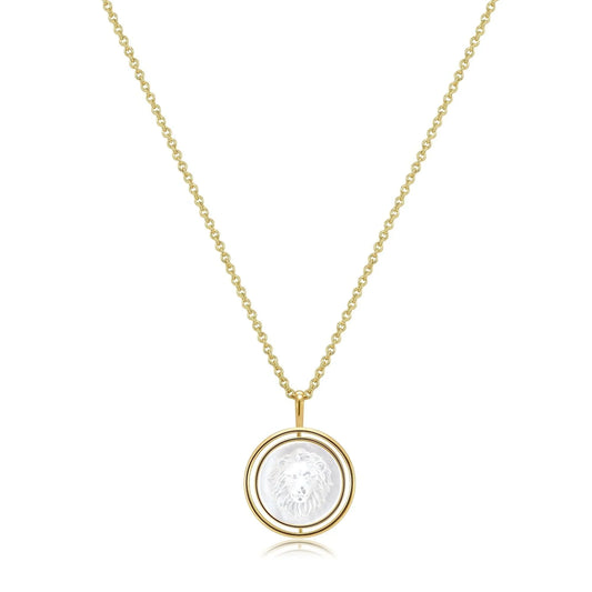 Mother Of Pearl Lion Pendant Necklace