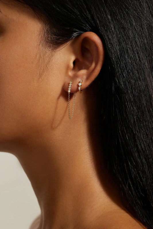 Multi Shaped Opal and CZ Stone Huggie Hoops